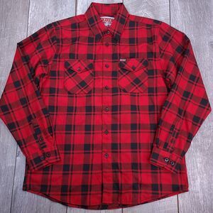 DIxxon Mens Tow Four Flannel Shirt Size Large Red Plaid Button Front Long Sleeve